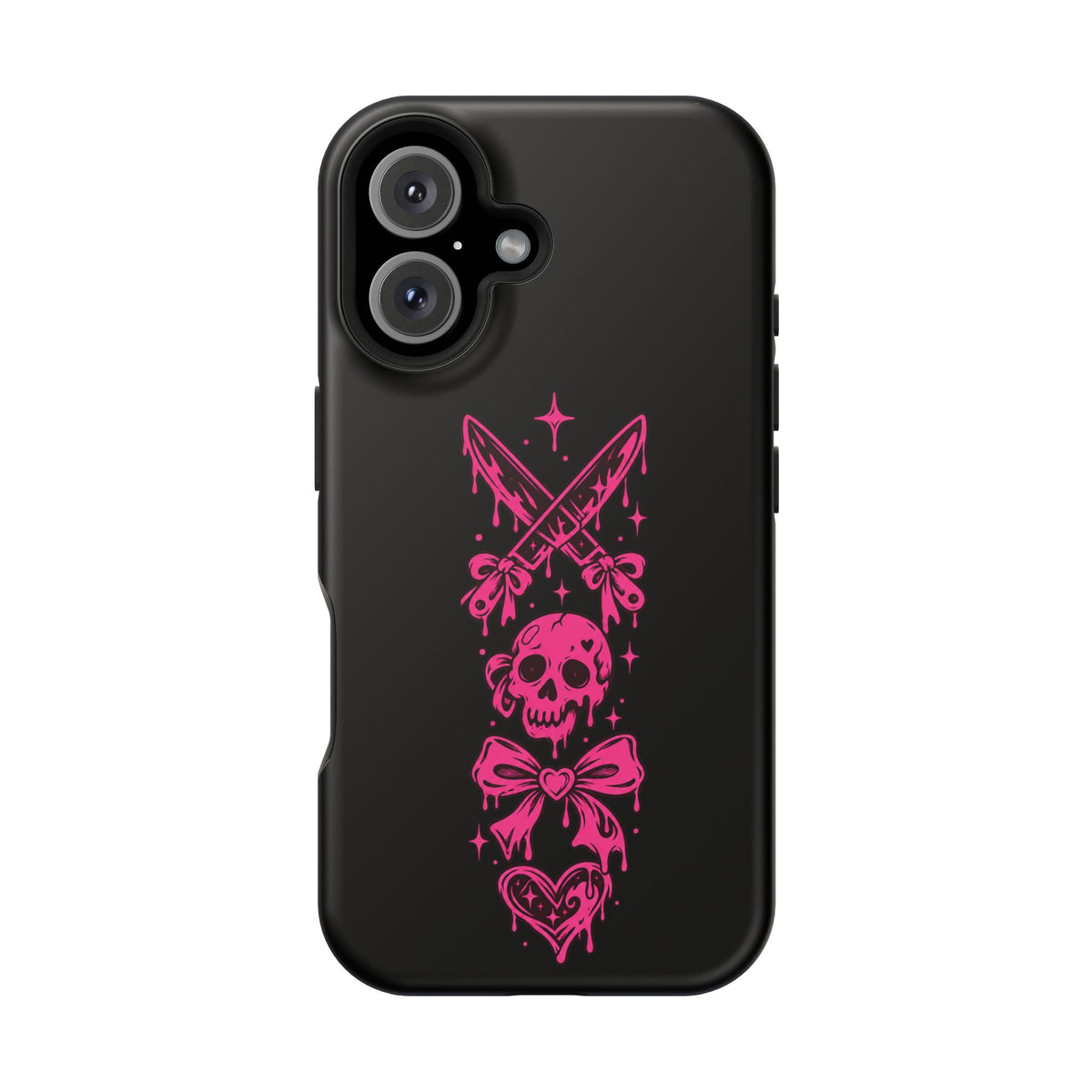 Pink Gothic Magnetic Impact Resistant Phone Case With Skull And Bows