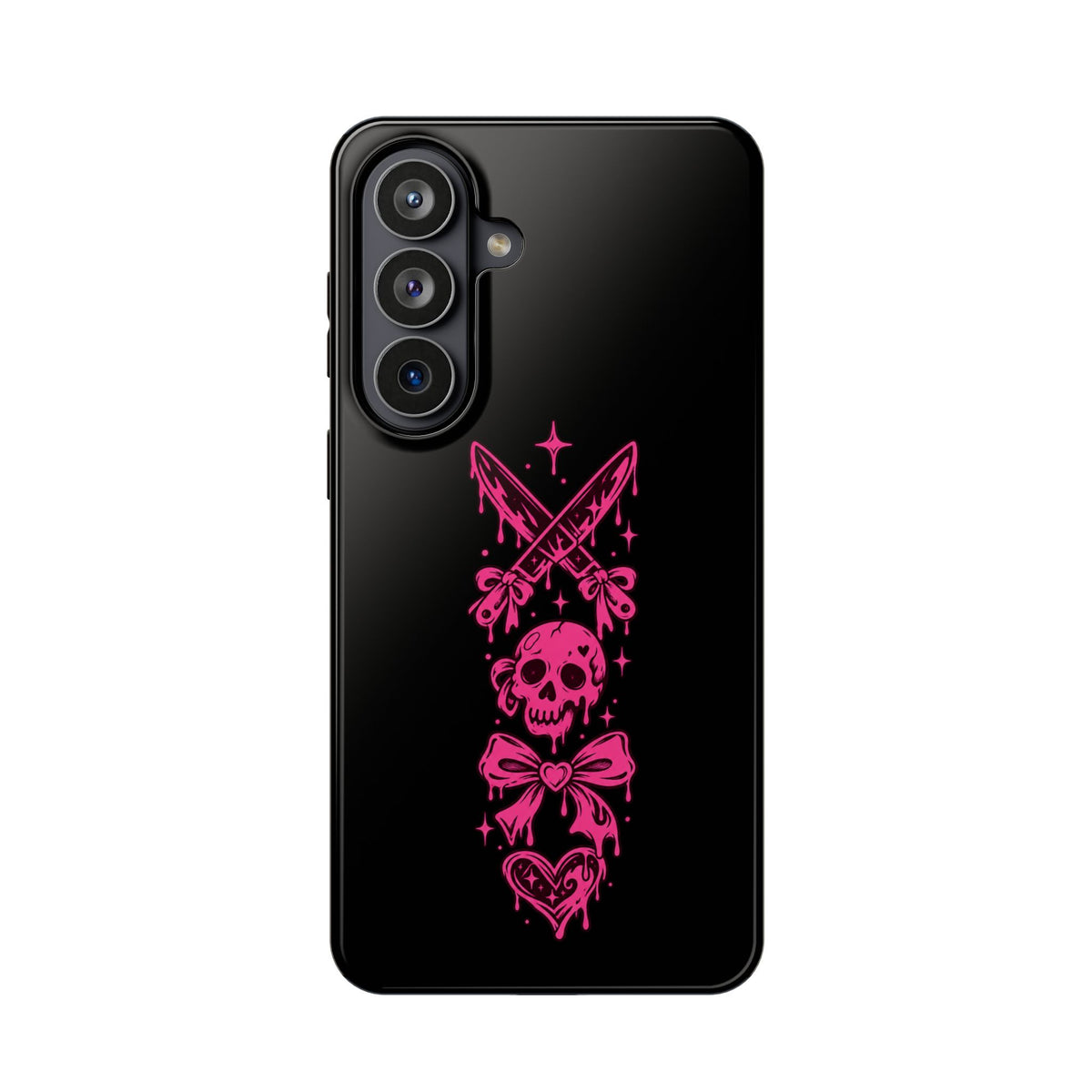 Pink Gothic Magnetic Impact Resistant Phone Case With Skull And Bows