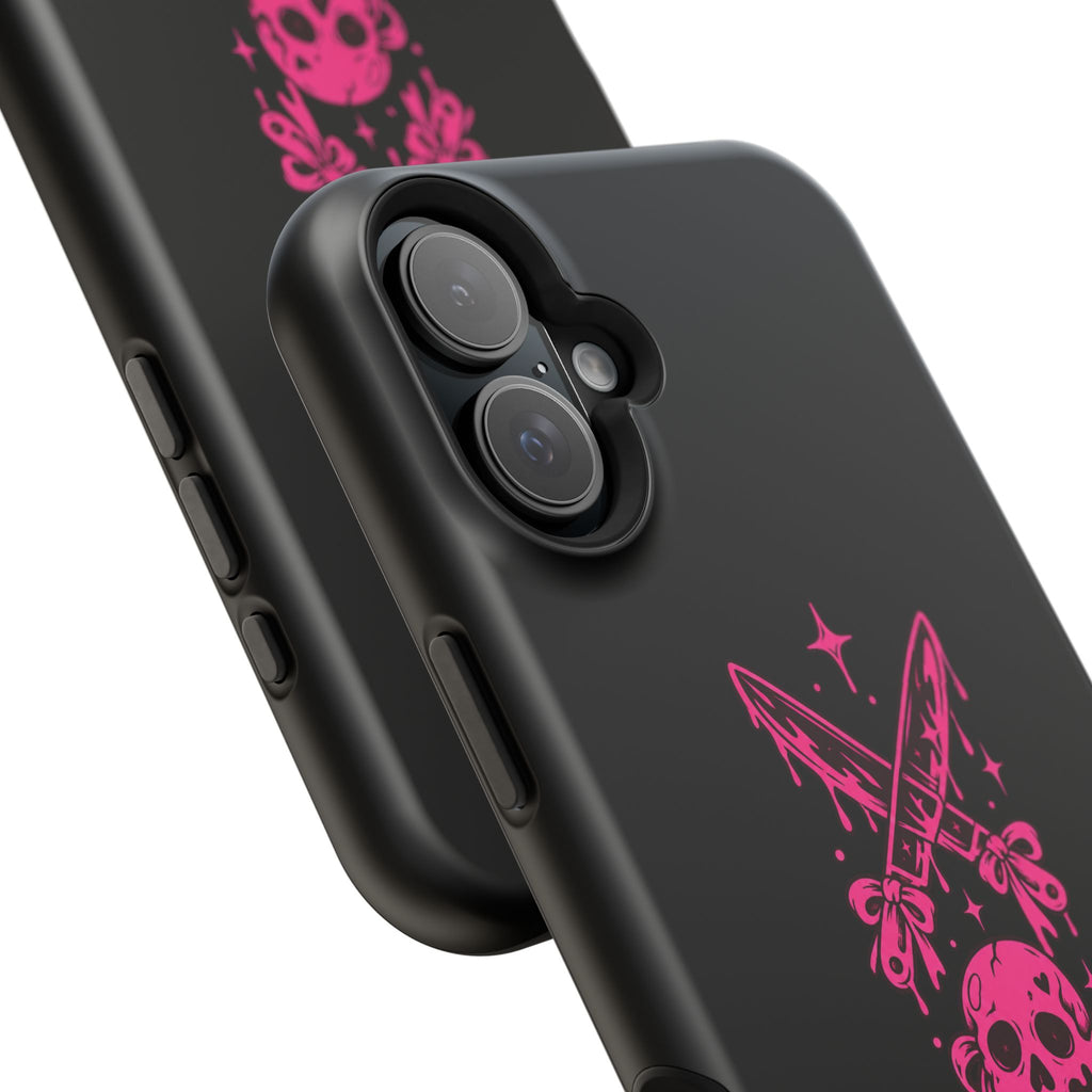 Pink Gothic Magnetic Impact Resistant Phone Case With Skull And Bows