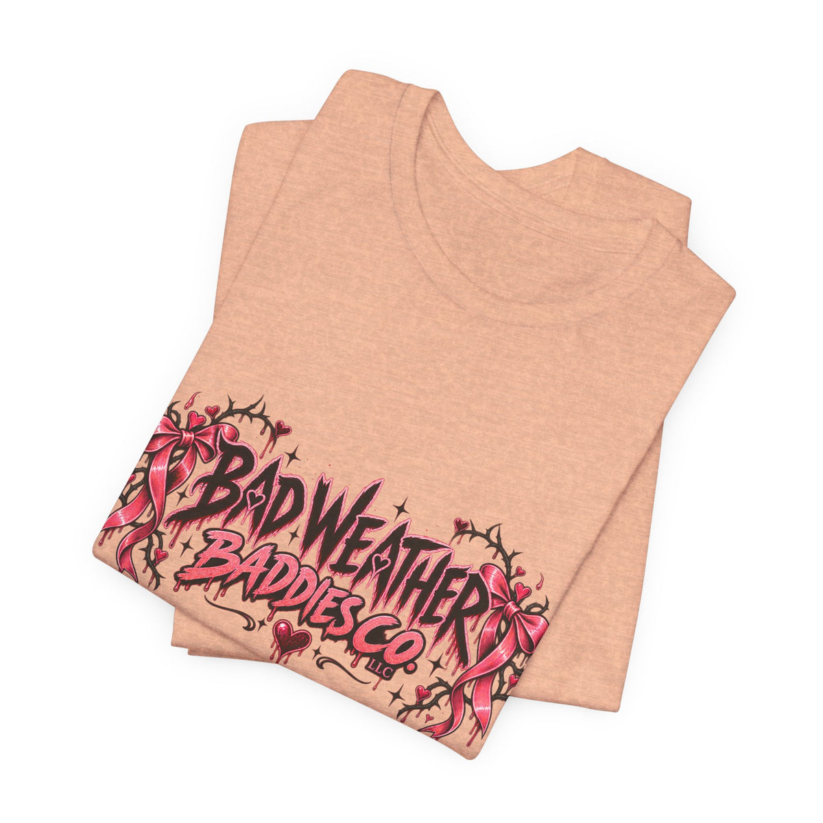 Bad Weather Baddies Co Gothic Pink Bow Signature Graphic Tee