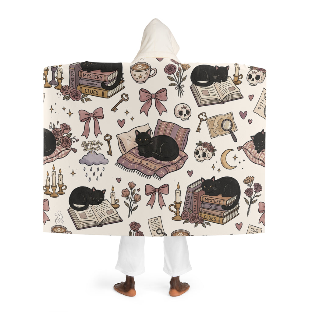 Murder Mystery Hooded Sherpa Blanket | Cozy Bookish True Crime Reader Gift