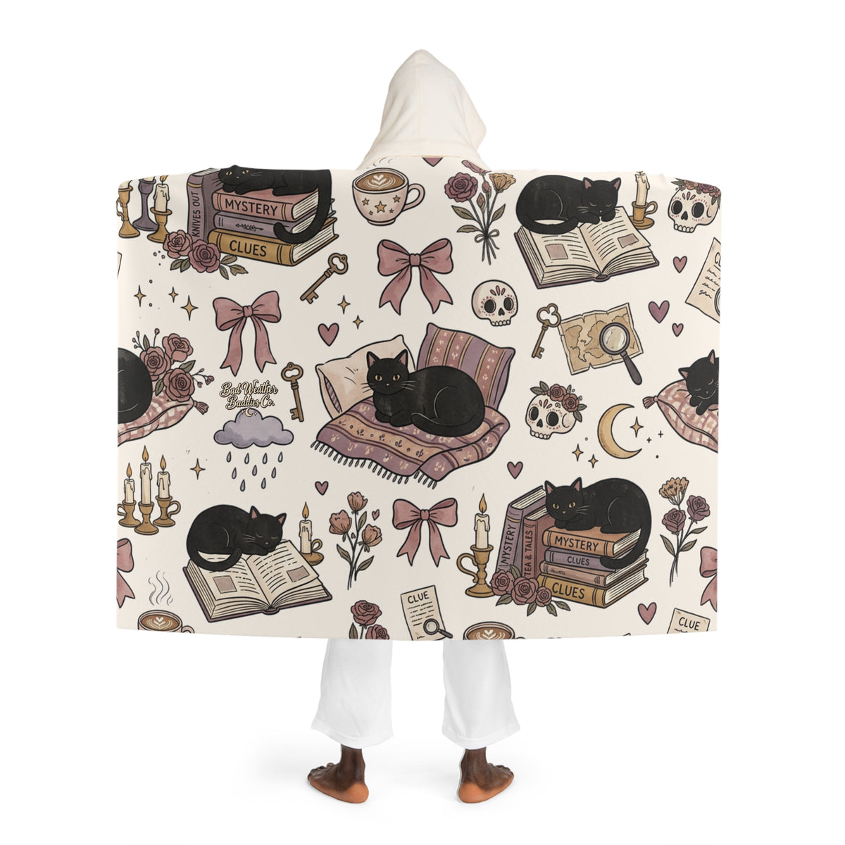 Murder Mystery Hooded Sherpa Blanket | Cozy Bookish True Crime Reader Gift