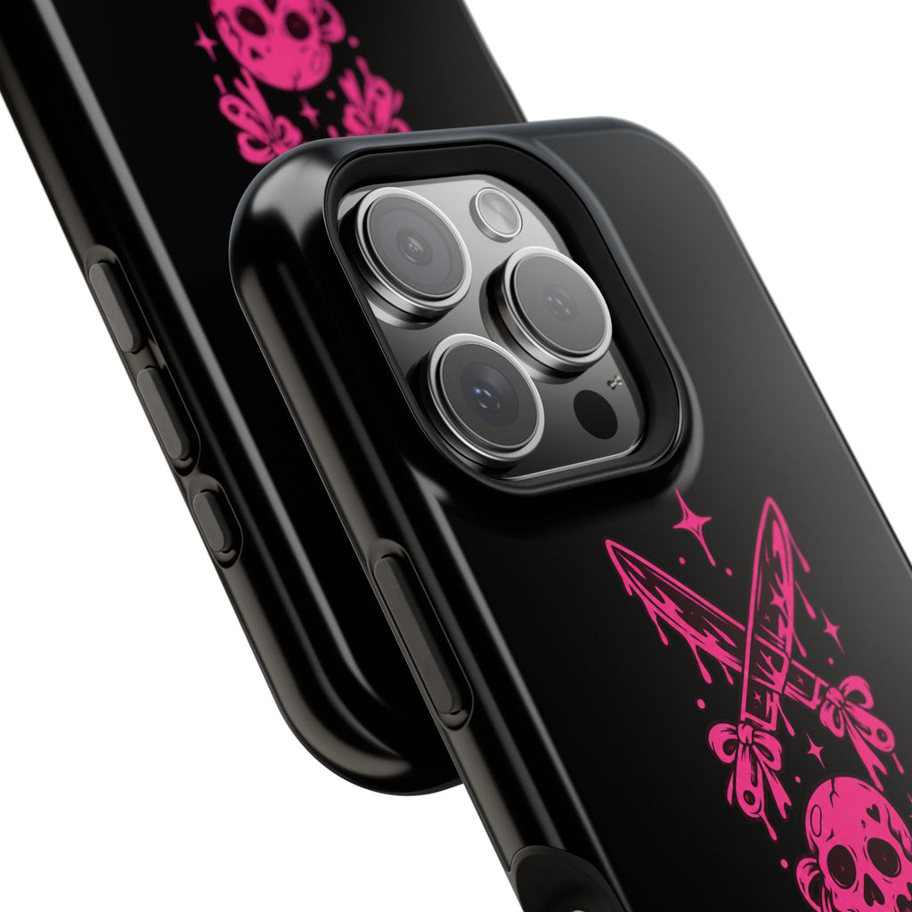 Pink Gothic Magnetic Impact Resistant Phone Case With Skull And Bows
