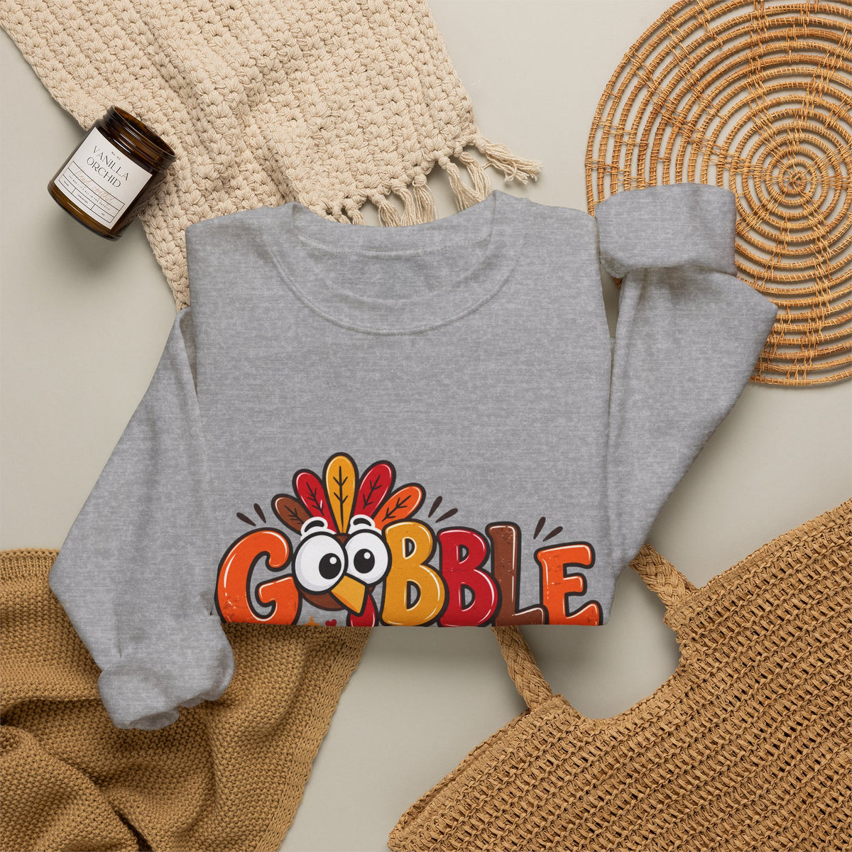 Gobble Till You Wobble Thanksgiving Turkey Unisex Crewneck Sweatshirt