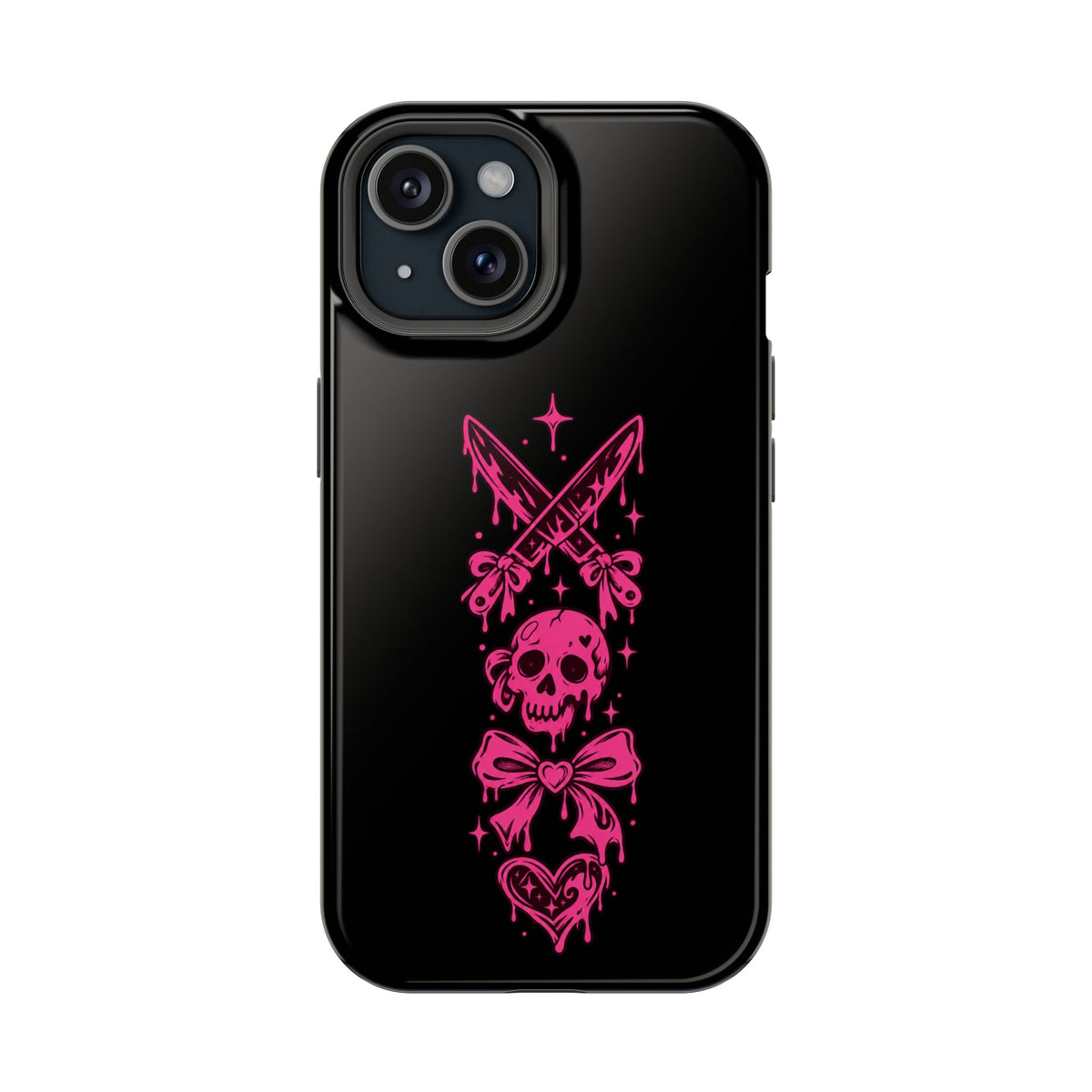 Pink Gothic Magnetic Impact Resistant Phone Case With Skull And Bows
