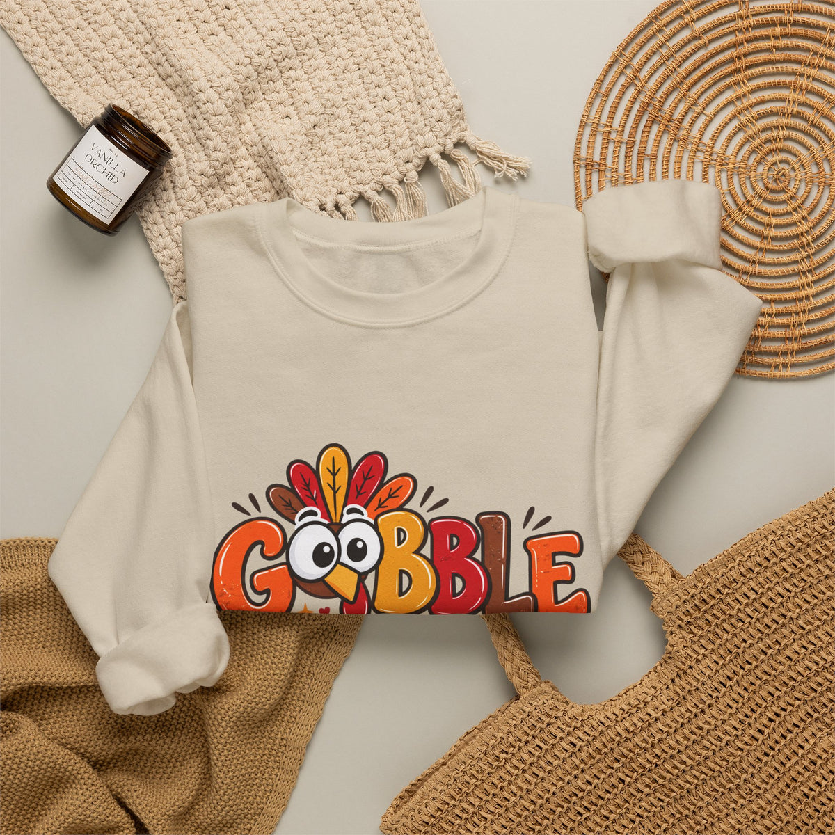 Gobble Till You Wobble Thanksgiving Turkey Unisex Crewneck Sweatshirt