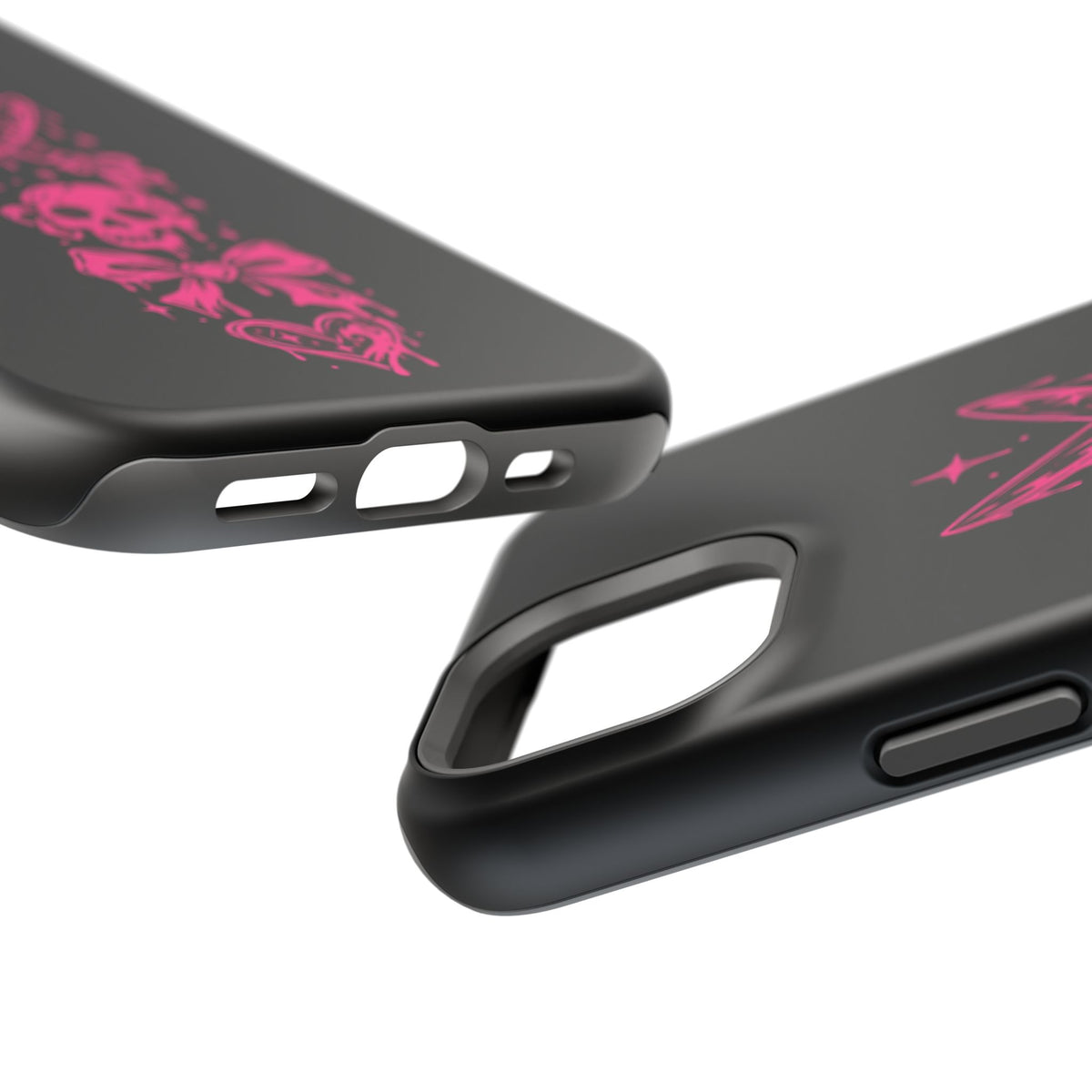 Pink Gothic Magnetic Impact Resistant Phone Case With Skull And Bows