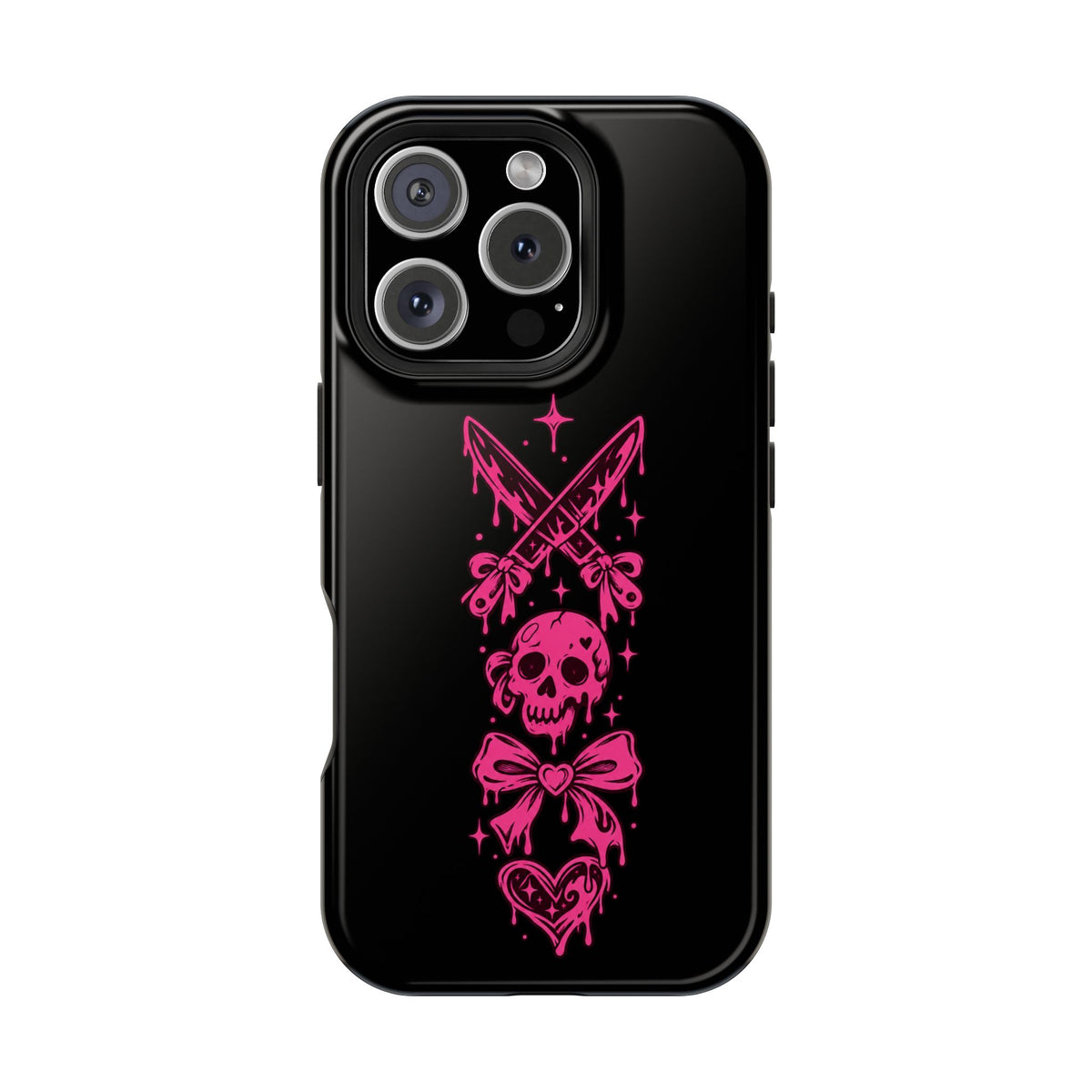 Pink Gothic Magnetic Impact Resistant Phone Case With Skull And Bows