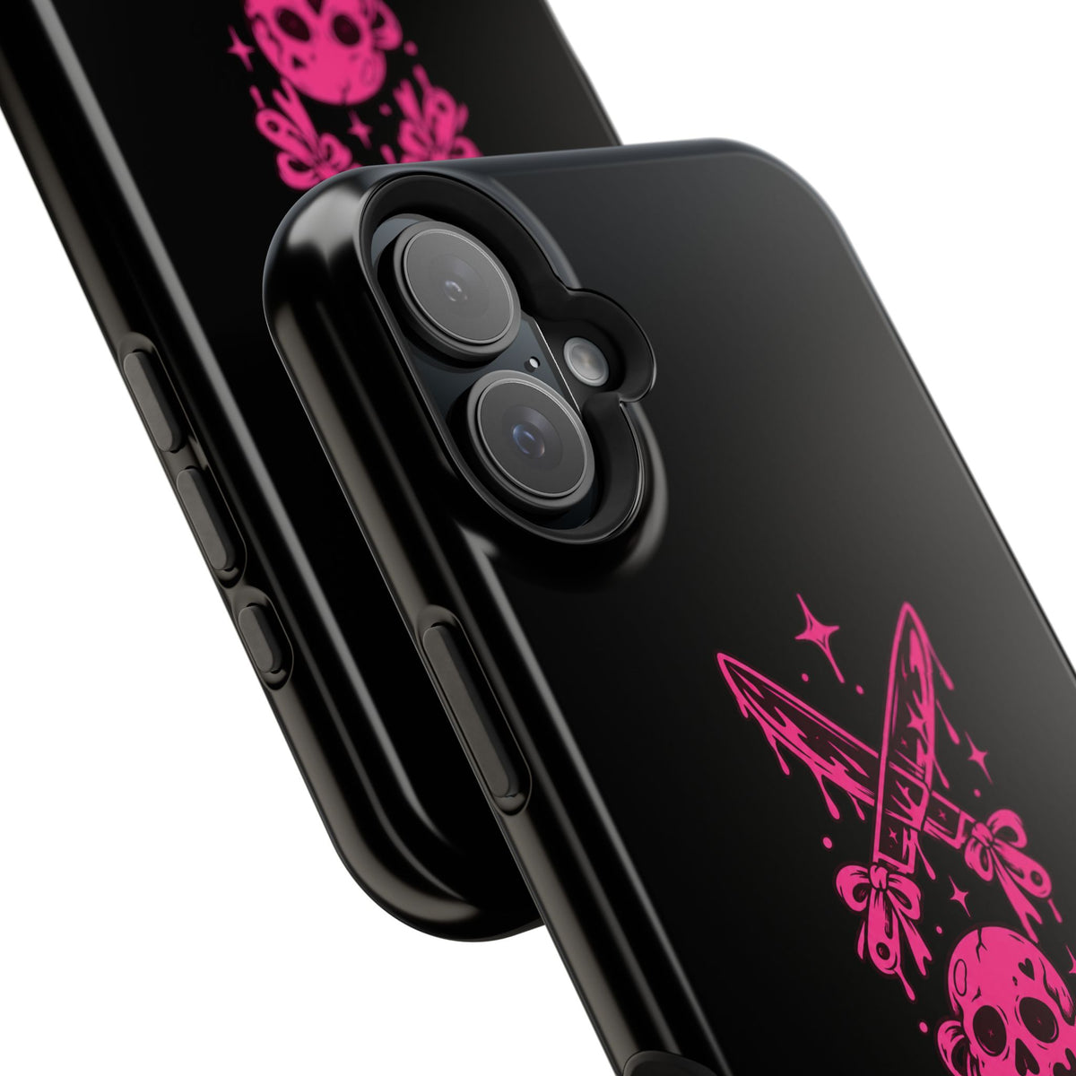Pink Gothic Magnetic Impact Resistant Phone Case With Skull And Bows