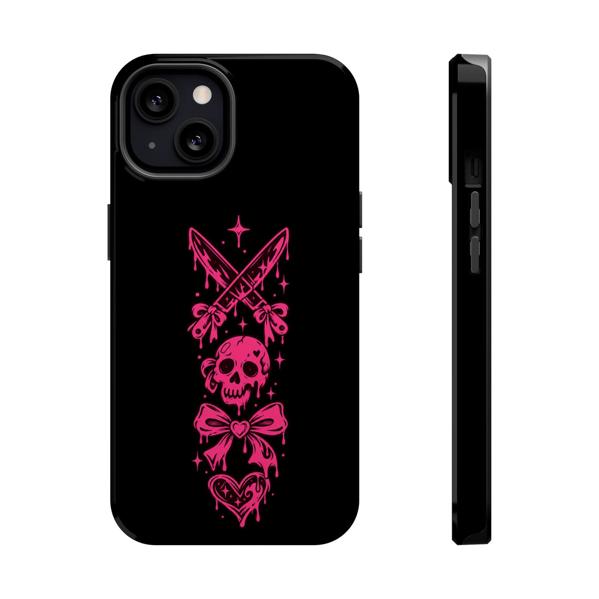 Pink Gothic Magnetic Impact Resistant Phone Case With Skull And Bows