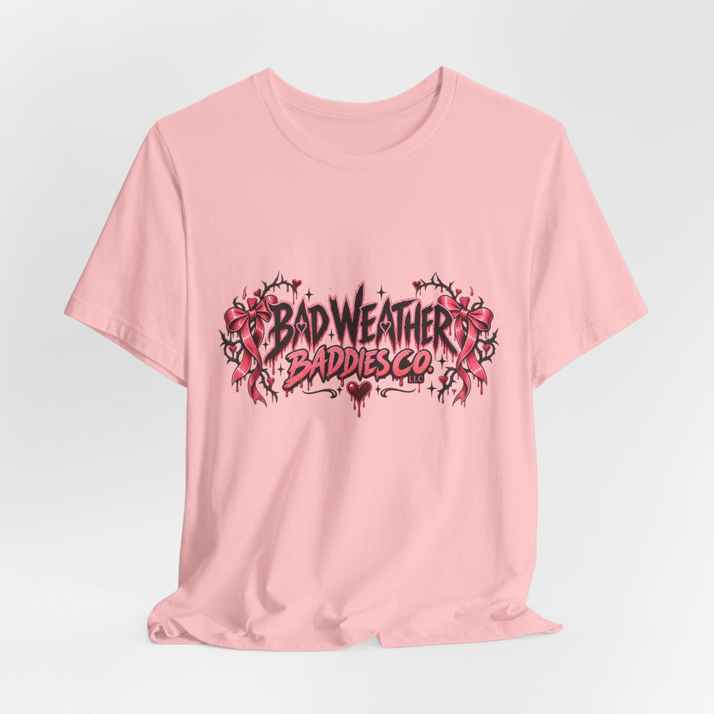 Bad Weather Baddies Co Gothic Pink Bow Signature Graphic Tee
