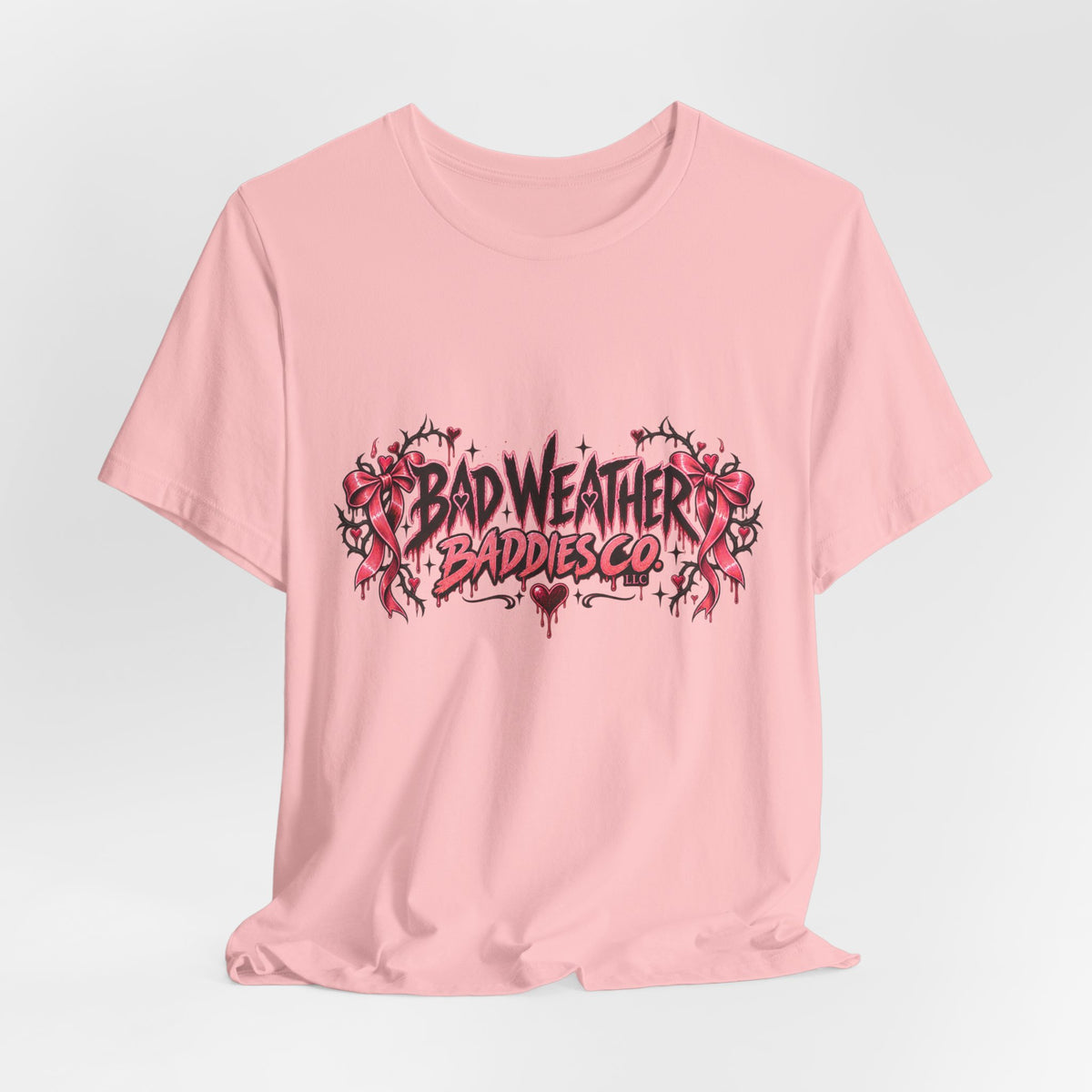 Bad Weather Baddies Co Gothic Pink Bow Signature Graphic Tee
