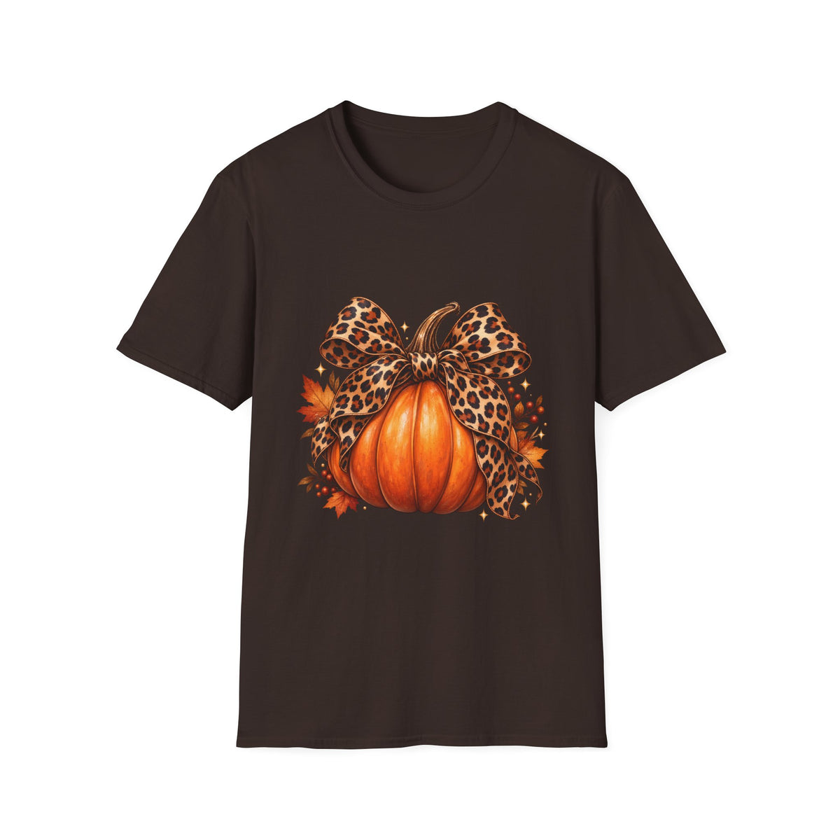Leopard Print Bow Pumpkin Fall T Shirt Unisex Autumn Graphic Tee