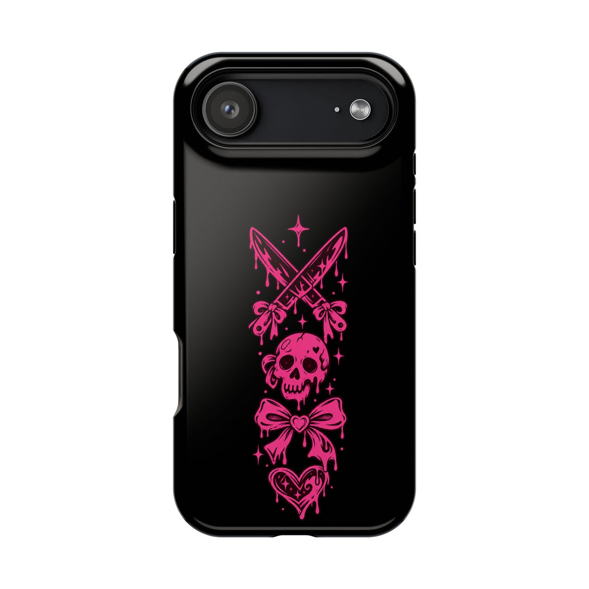 Pink Gothic Magnetic Impact Resistant Phone Case With Skull And Bows