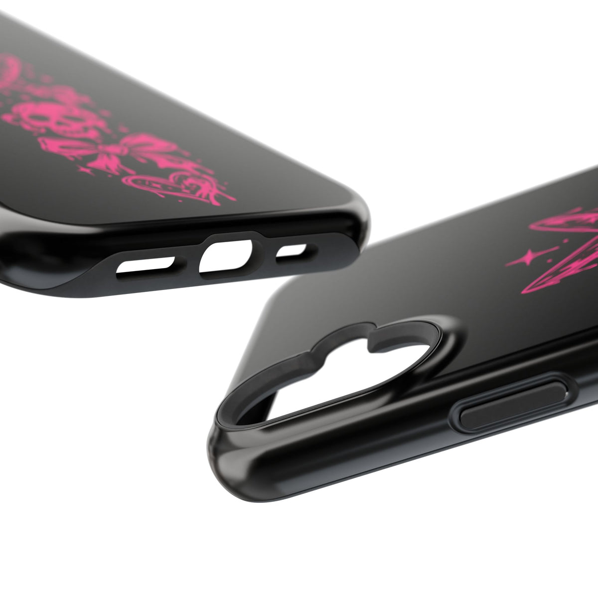 Pink Gothic Magnetic Impact Resistant Phone Case With Skull And Bows
