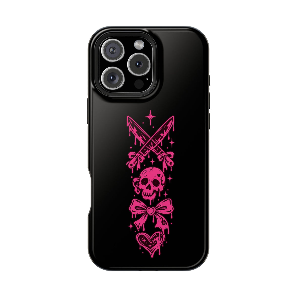 Pink Gothic Magnetic Impact Resistant Phone Case With Skull And Bows