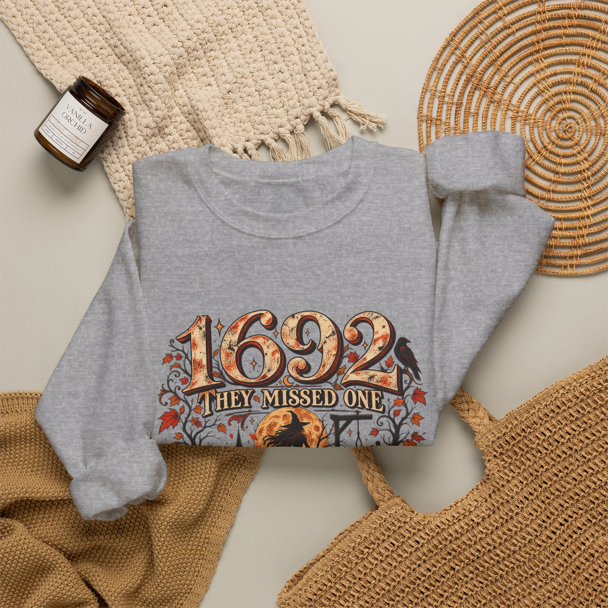 1692 They Missed One Witchy Salem Halloween Crewneck Sweatshirt
