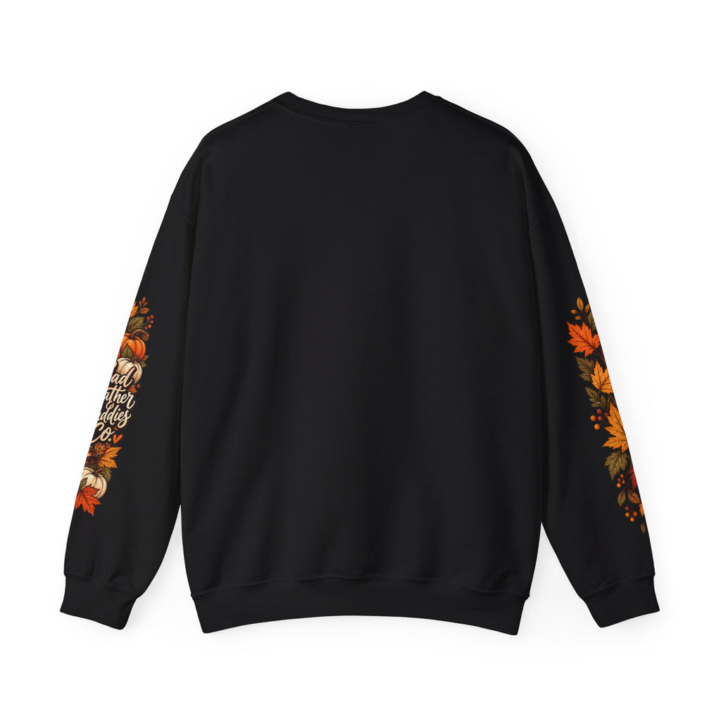 Gobble Till You Wobble Thanksgiving Turkey Crewneck Sweatshirt With Fall Leaves