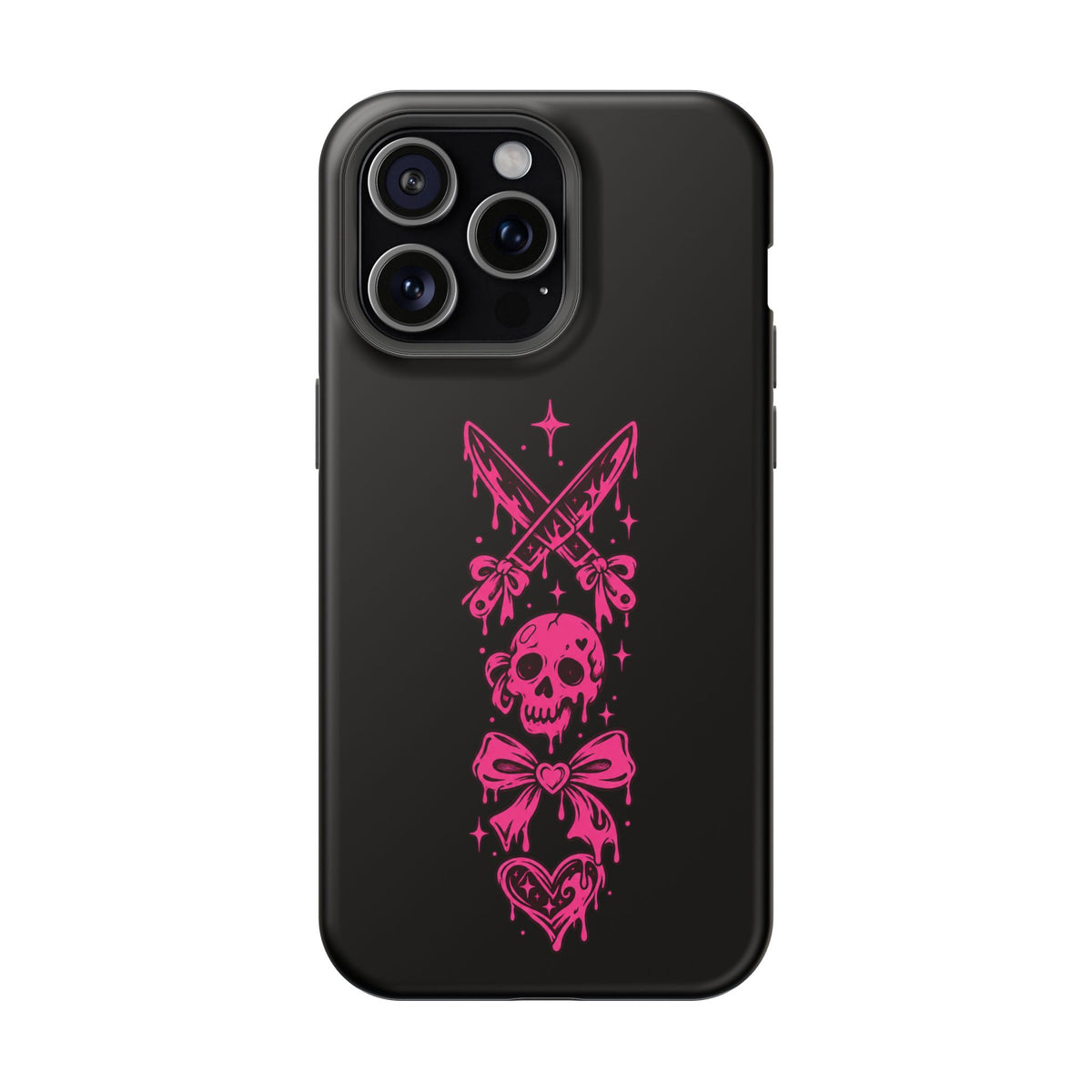 Pink Gothic Magnetic Impact Resistant Phone Case With Skull And Bows