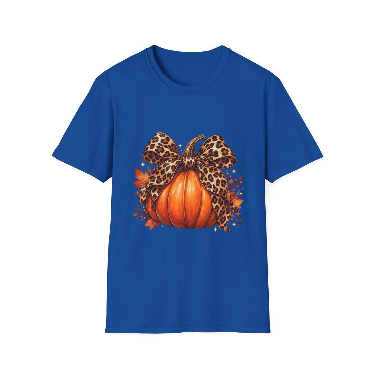 Leopard Print Bow Pumpkin Fall T Shirt Unisex Autumn Graphic Tee
