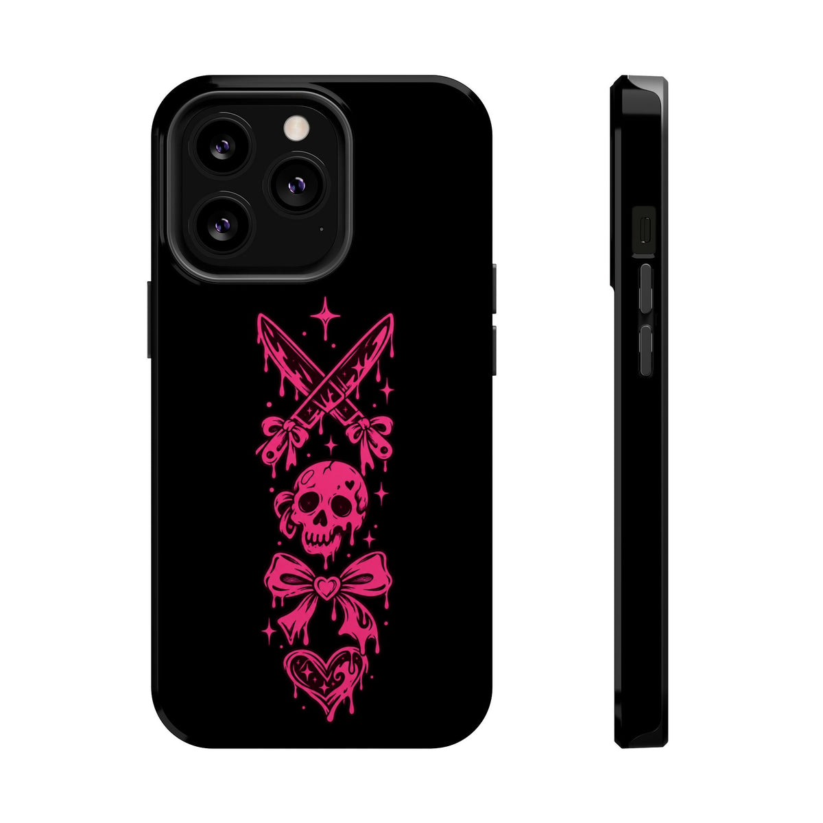 Pink Gothic Magnetic Impact Resistant Phone Case With Skull And Bows