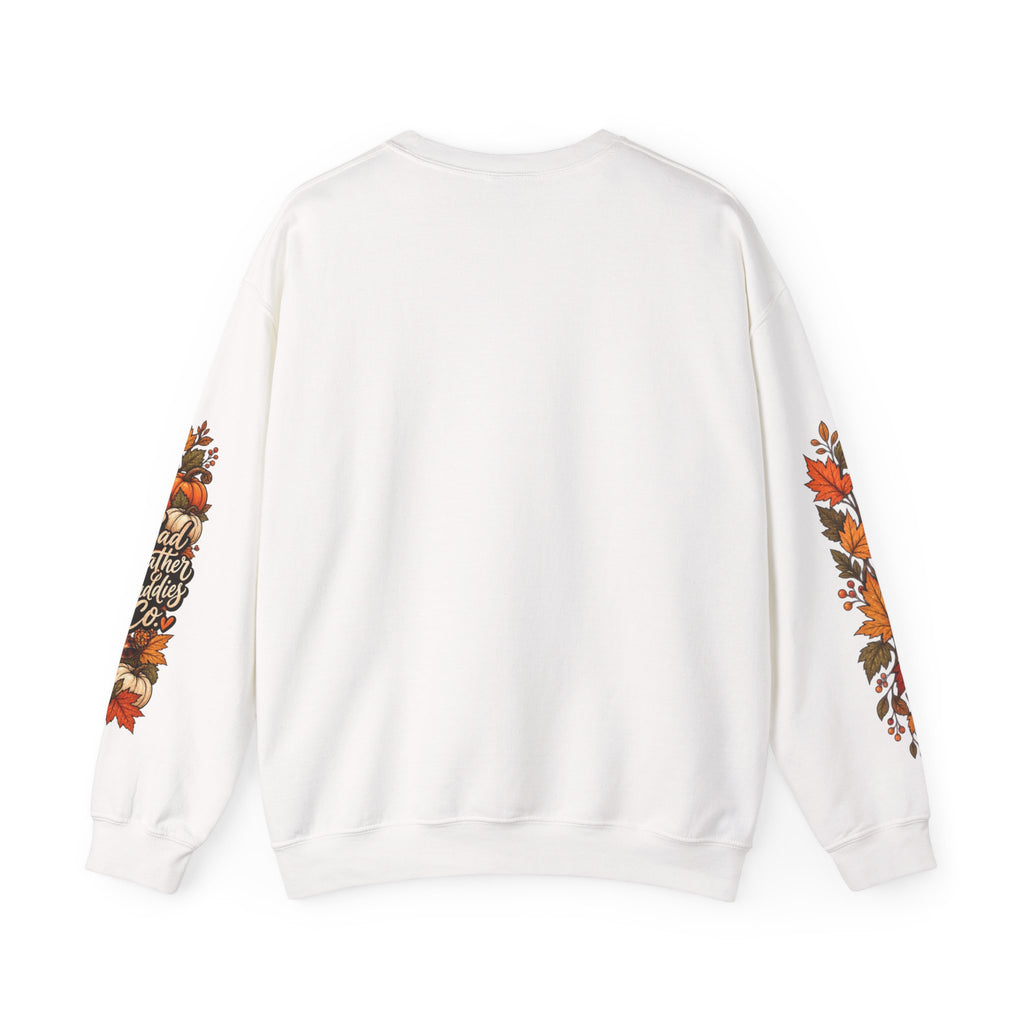 Gobble Till You Wobble Thanksgiving Turkey Crewneck Sweatshirt With Fall Leaves