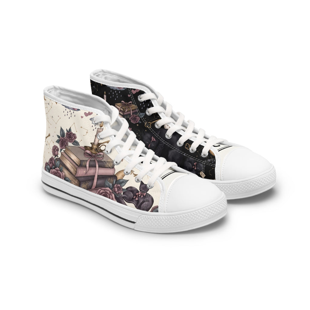 Witchy High Top Sneakers | Gothic Bookish Black Cat Celestial Shoes