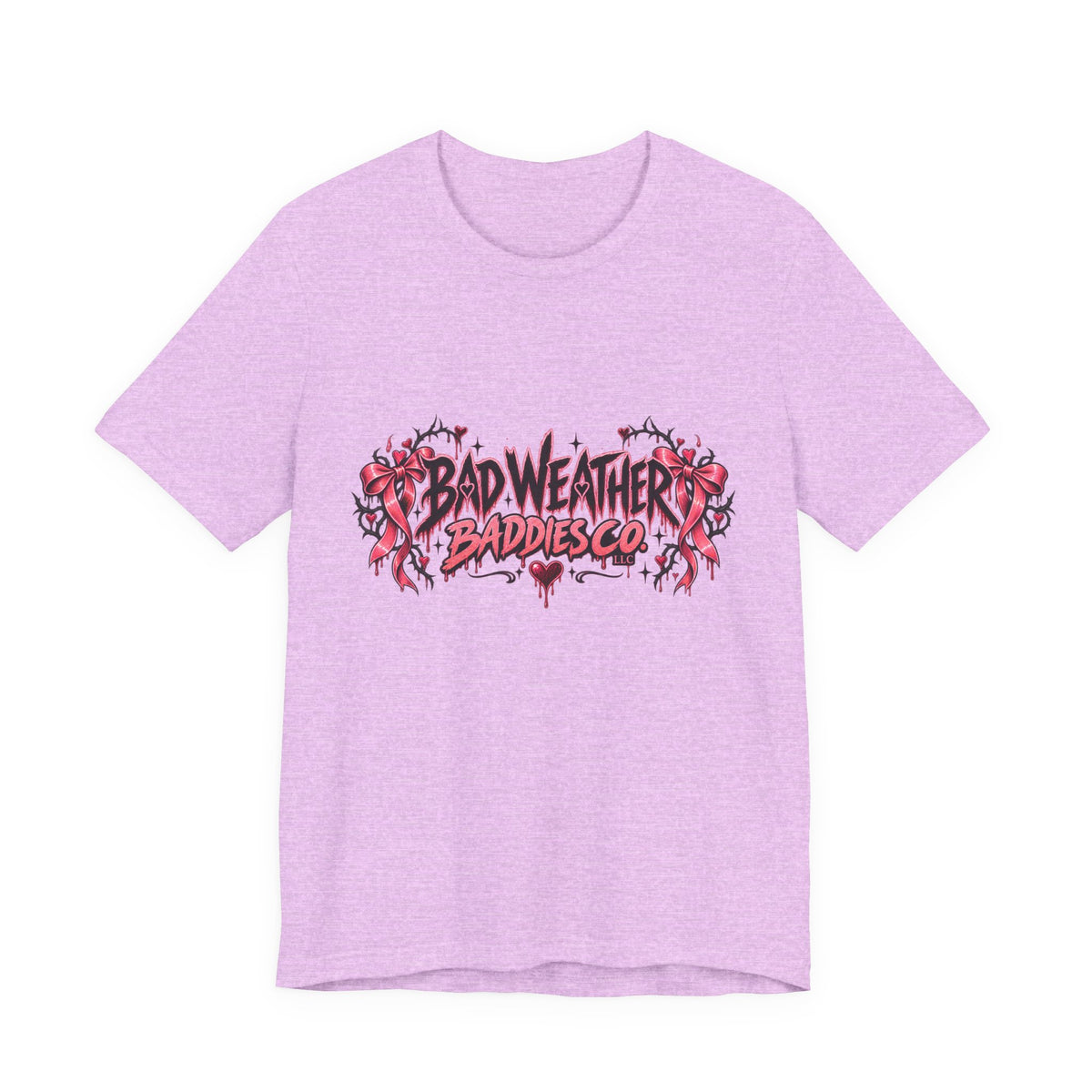 Bad Weather Baddies Co Gothic Pink Bow Signature Graphic Tee