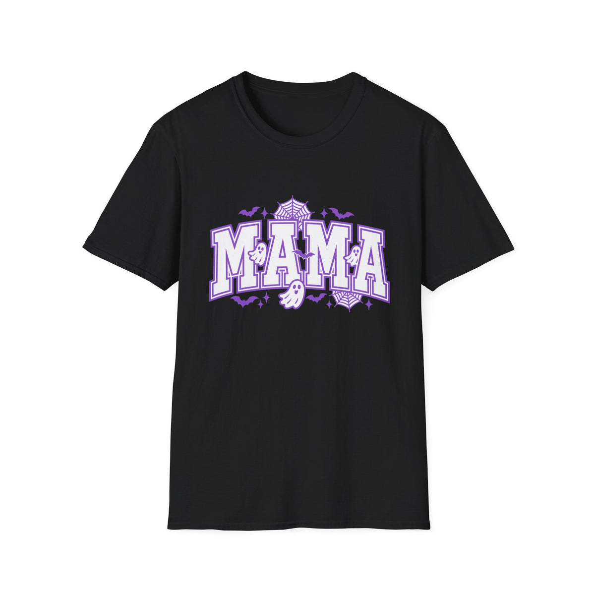 Spooky Mama Halloween Tee With Cute Ghosts Bats And Lavender Details