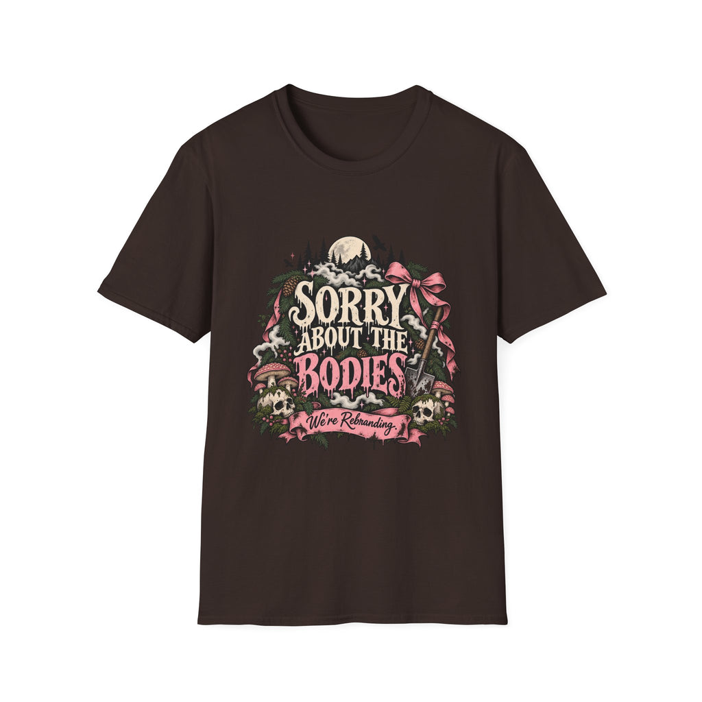 Creepy cute skull and pink bow graphic tee mockup