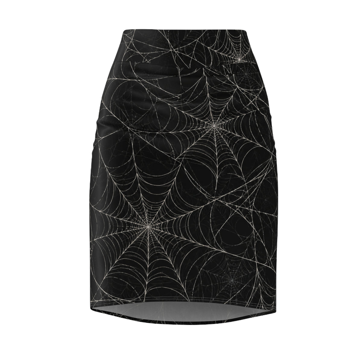 Spiderweb Octave Pencil Skirt — Gothic Halloween Black Web Print