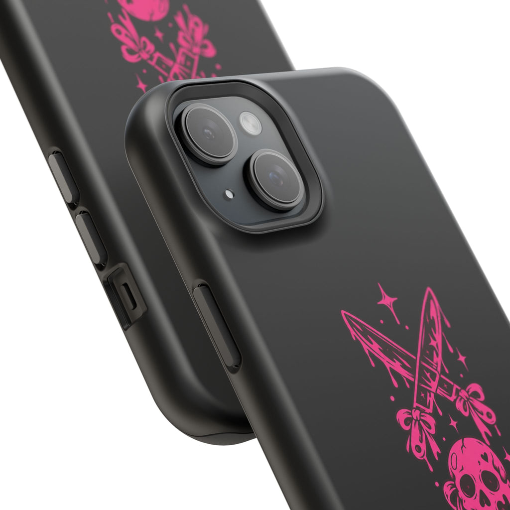 Pink Gothic Magnetic Impact Resistant Phone Case With Skull And Bows