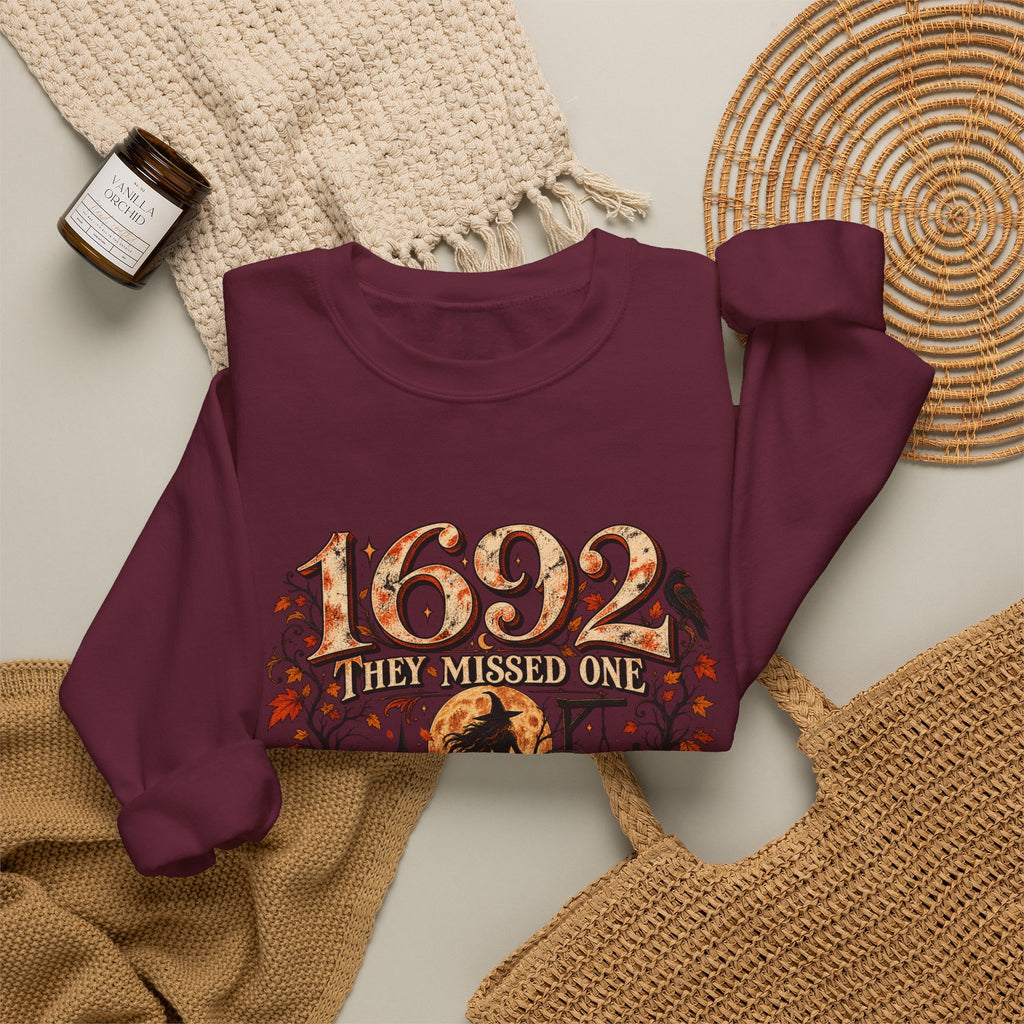 1692 They Missed One Witchy Salem Halloween Crewneck Sweatshirt