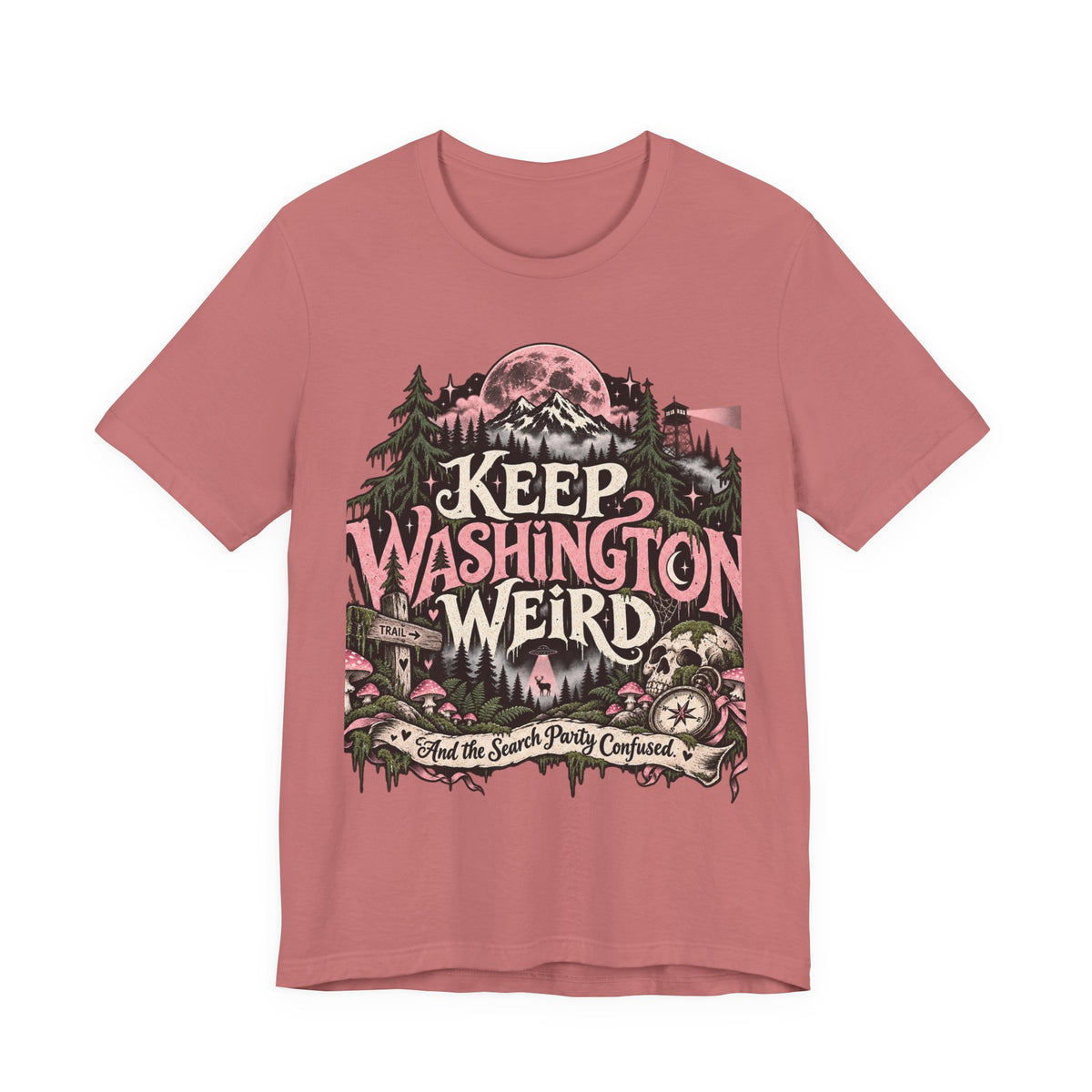 Keep Washington Weird Tee for PNW Cryptid Believers and Forest Wanderers