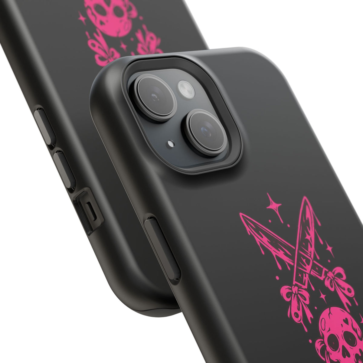 Pink Gothic Magnetic Impact Resistant Phone Case With Skull And Bows