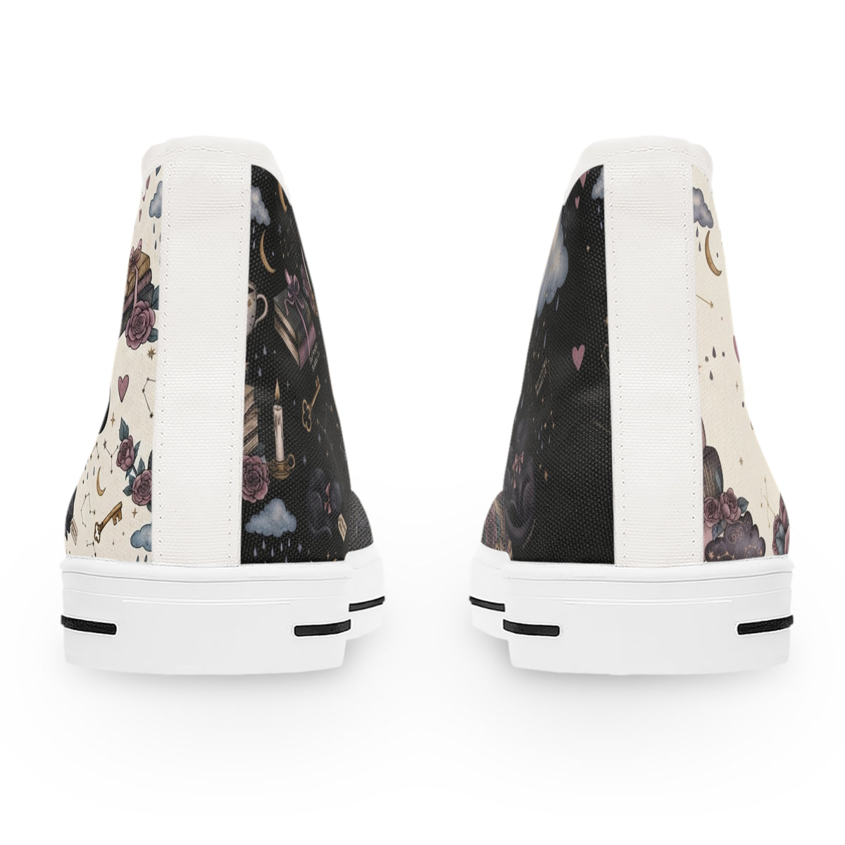 Witchy High Top Sneakers | Gothic Bookish Black Cat Celestial Shoes