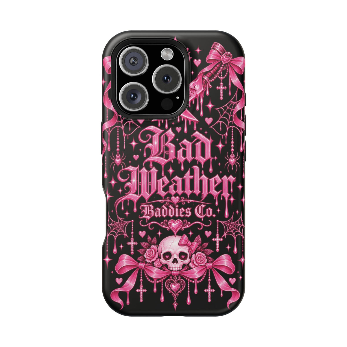 Pink Gothic Magnetic Phone Case With Impact Resistant Protection