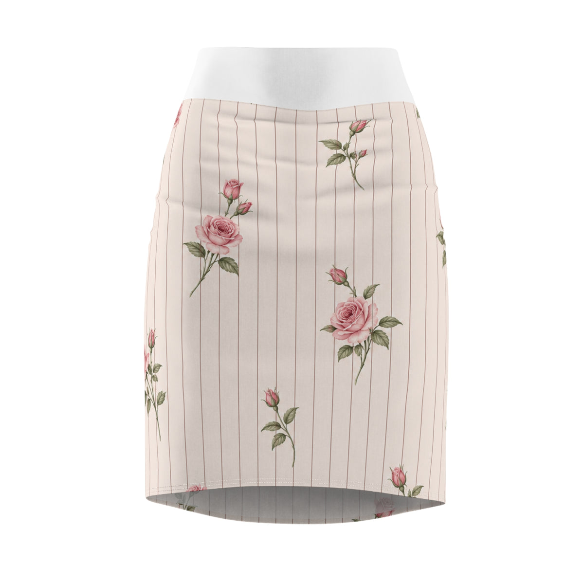 Rose & Pinstripe Coquette Pencil Skirt