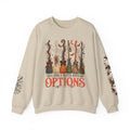 A Girl Gotta Have Options Witchy Halloween Broom Print Crewneck Sweatshirt
