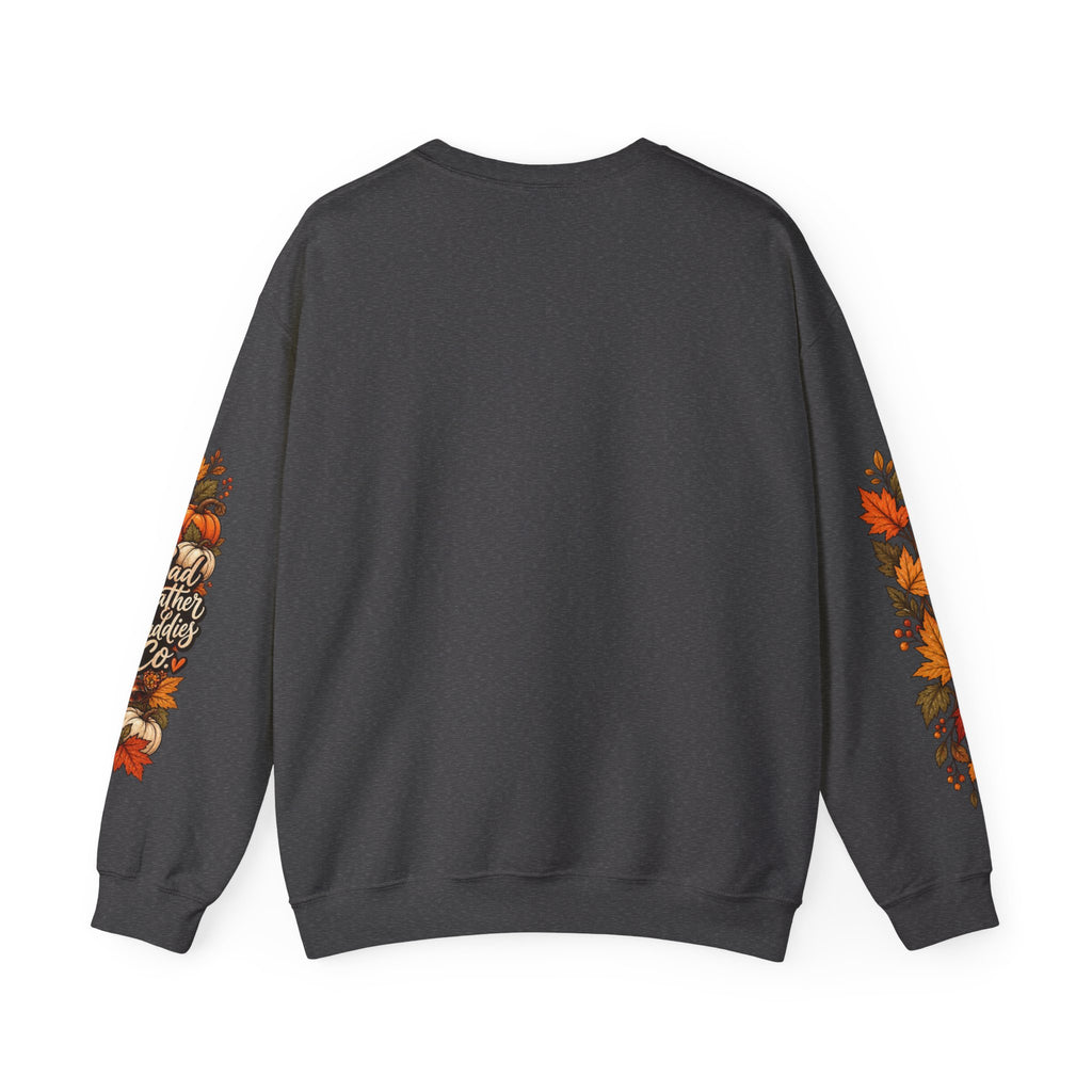 Gobble Till You Wobble Thanksgiving Turkey Crewneck Sweatshirt With Fall Leaves
