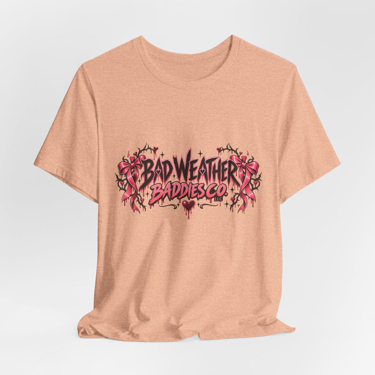 Bad Weather Baddies Co Gothic Pink Bow Signature Graphic Tee