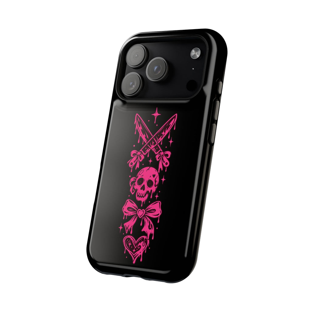Pink Gothic Magnetic Impact Resistant Phone Case With Skull And Bows