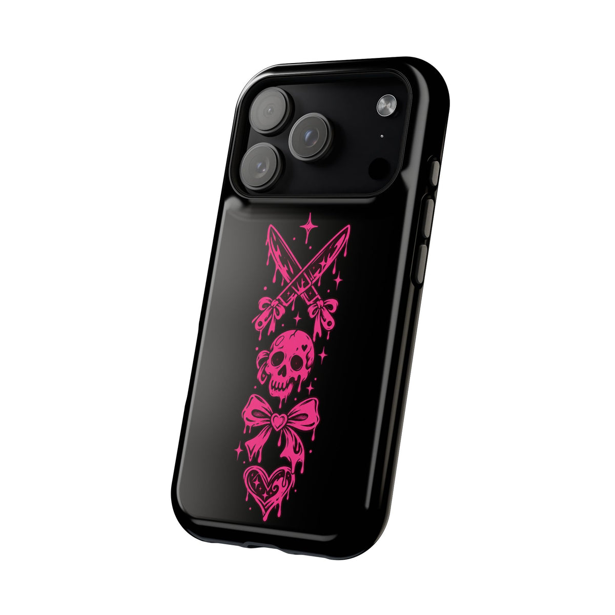Pink Gothic Magnetic Impact Resistant Phone Case With Skull And Bows