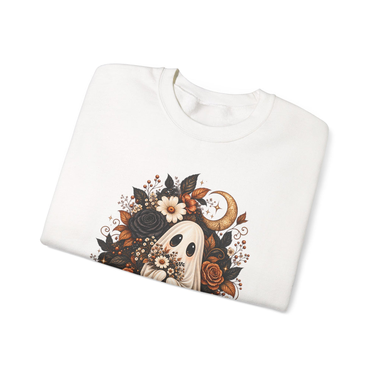 Unisex Autumn Ghost Floral Crewneck Sweatshirt With Spooky Fall Art