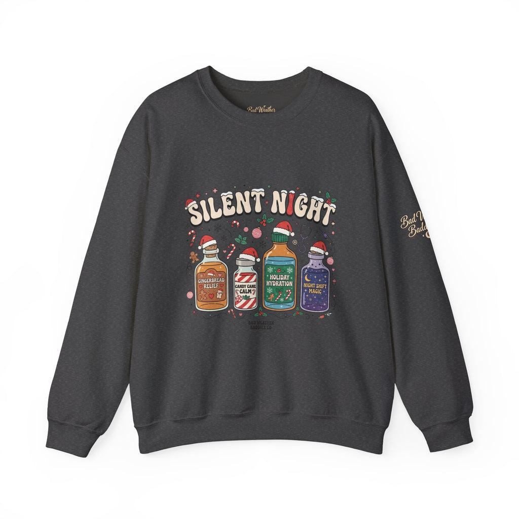 Silent Night Christmas Sweatshirt, Funny Holiday Drinking Shirt, Christmas Cocktail Crewneck, Boozy Christmas Sweater, Festive Party Gift