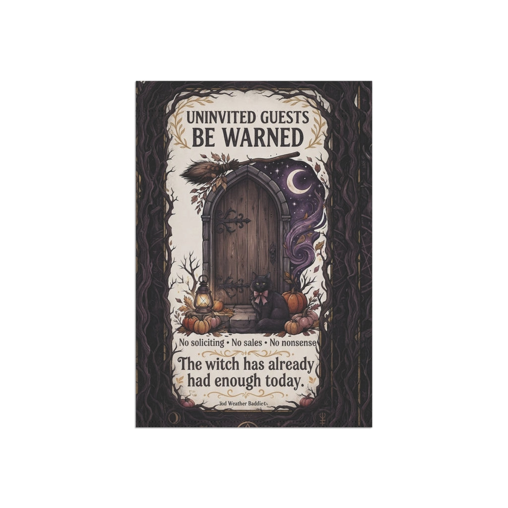 Uninvited Guests Be Warned Garden Flag | Funny Witchy No Soliciting Porch Decor
