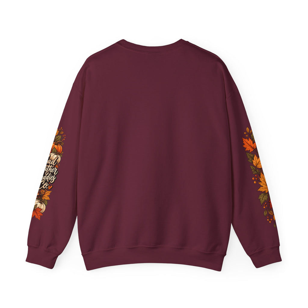 Gobble Till You Wobble Thanksgiving Turkey Crewneck Sweatshirt With Fall Leaves