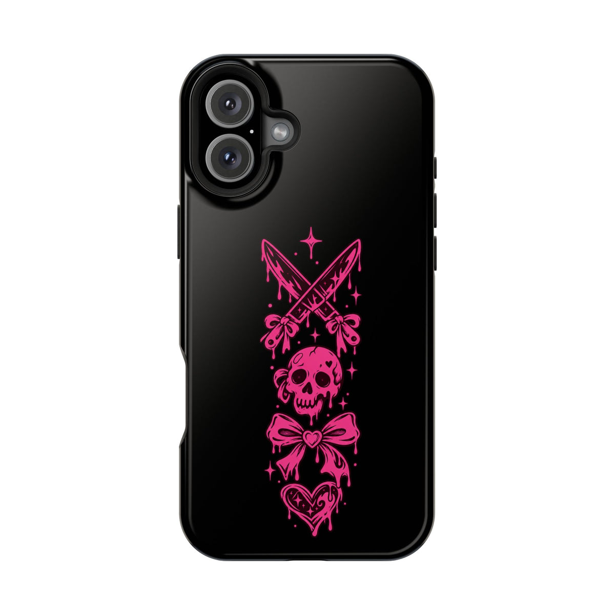 Pink Gothic Magnetic Impact Resistant Phone Case With Skull And Bows