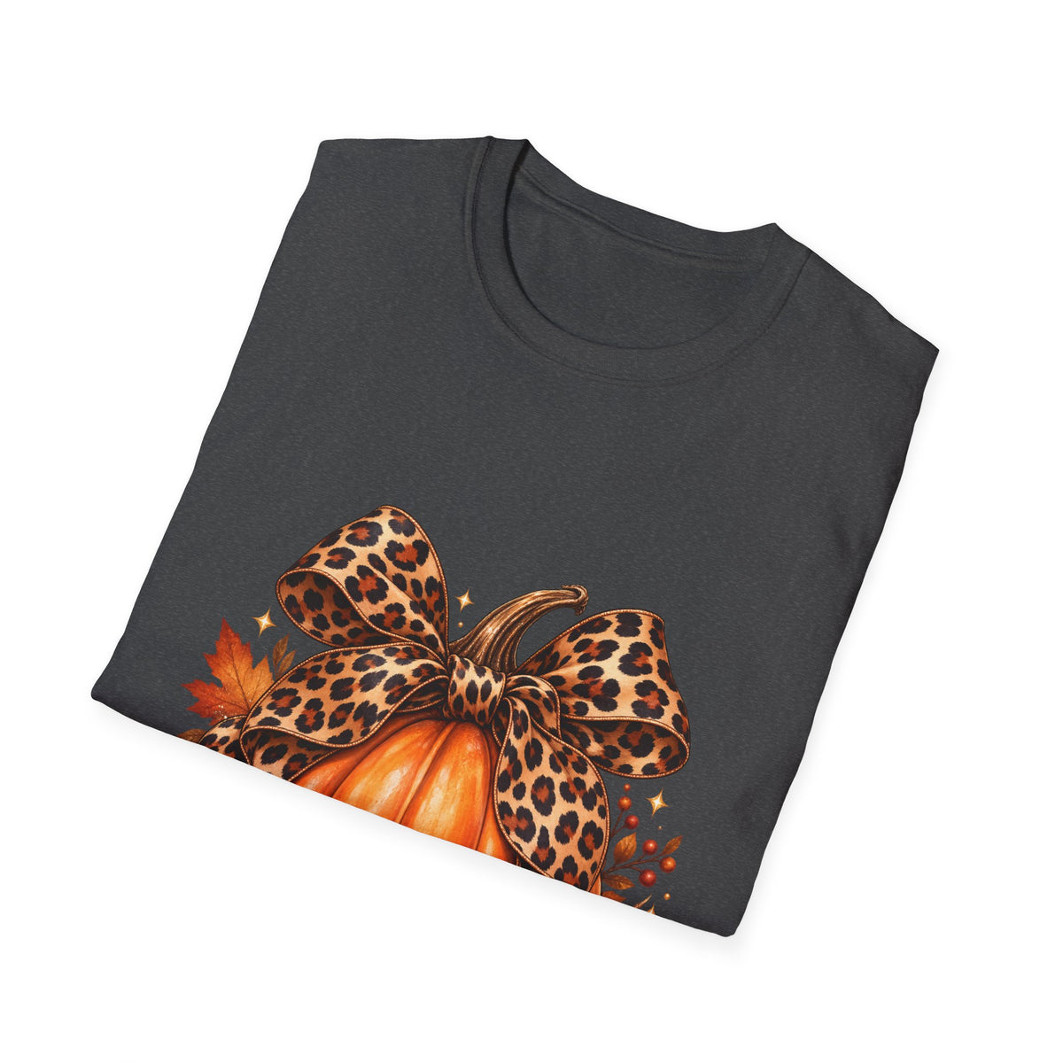 Leopard Print Bow Pumpkin Fall T Shirt Unisex Autumn Graphic Tee