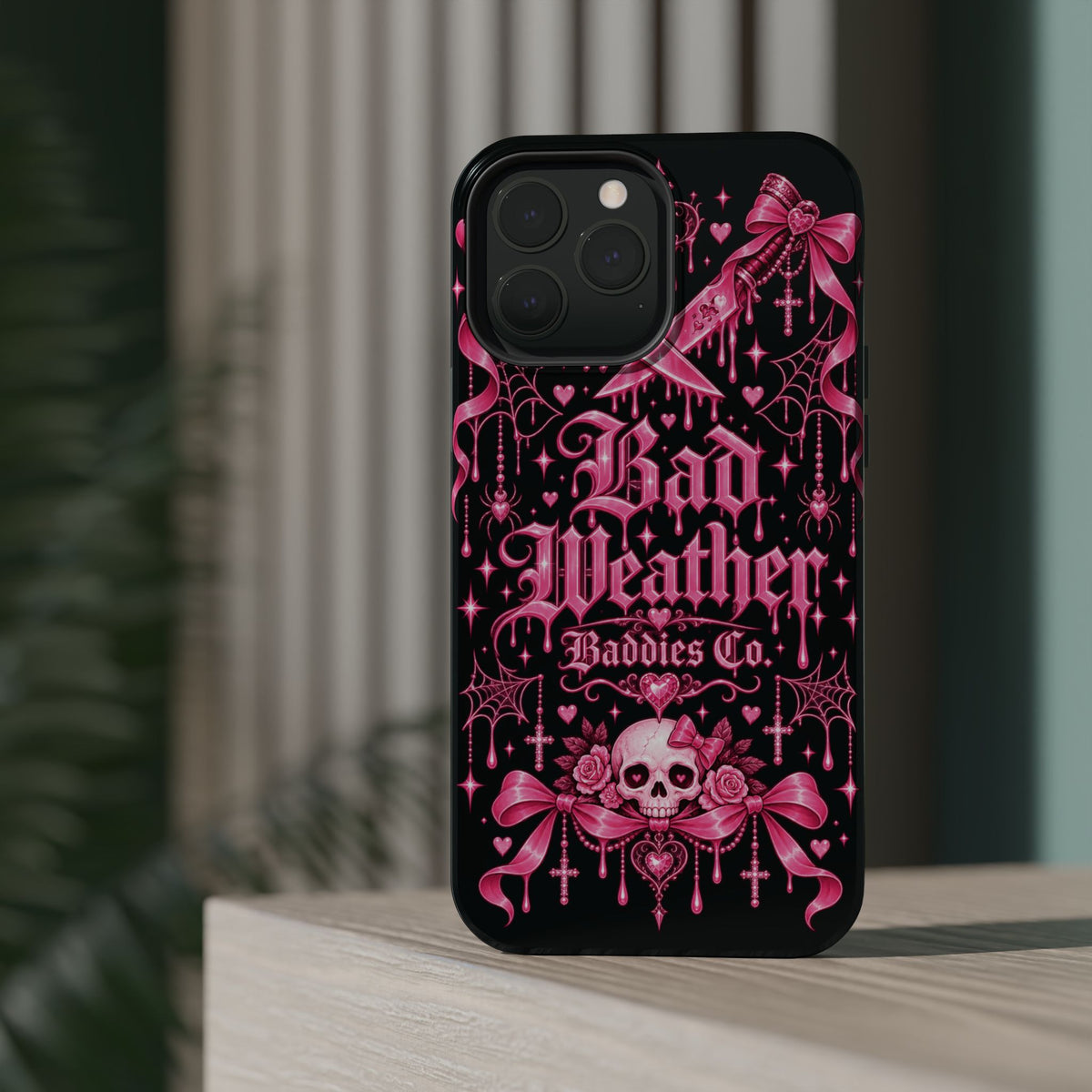 Pink Gothic Magnetic Phone Case With Impact Resistant Protection